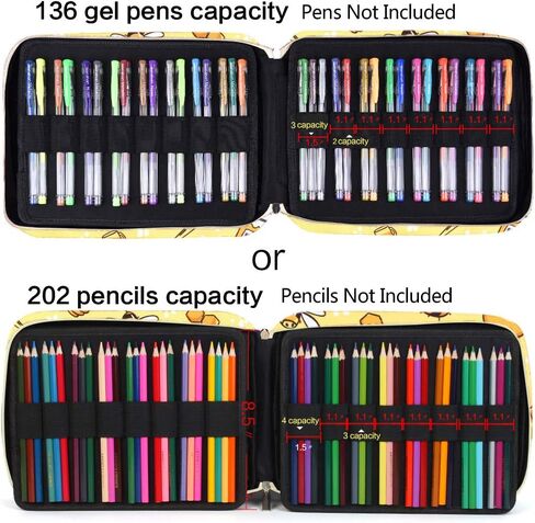 qianshan Pencil Case Holder Slot - Holds 202 Colored Pencils or 136 Gel Pens with Zipper Closure - Large Capacity Pen Organizer for Watercolor Pens or Markers - Perfect for Artist.Fluorescent Puzzle in Kuwait