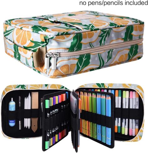 qianshan Pencil Case Holder Slot - Holds 202 Colored Pencils or 136 Gel Pens with Zipper Closure - Large Capacity Pen Organizer for Watercolor Pens or Markers - Perfect for Artist.Fluorescent Puzzle in Kuwait