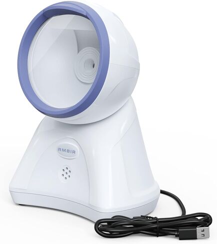 Ambir DB100 اليدين المجانية والتشغيل Omni -Directional Desktop USB 1D ، 2D و QR Scanner - Black/Orange in Kuwait