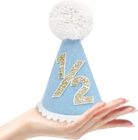 1/2 Birthday Hat for Baby Boys Handmade 6 Months Birthday Celebration Netural Boho Hat for Party Outfit Decorations in Saudi Arabia