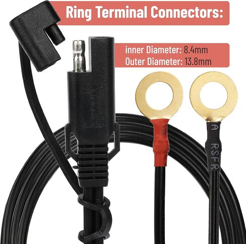 Bates- SAE Battery Connector, 2 Pack, 2 FT, SAE to O Ring Terminal Harness, 2 Pin Battery Connector, SAE Connector, Battery Quick Connect, SAE Extension Cable, Battery Cable Connector, SAE Adapter in Saudi Arabia