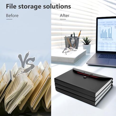 Uquelic Accordion File Organizer, Expanding File Folder with Detachable Pouch, File Folder Organizer Holds A4 Documents, Receipt, Tie-Closure Accordion Folder for Office, School, Travel(Red) in Kuwait