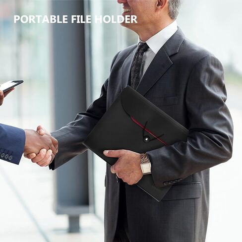 Uquelic Accordion File Organizer, Expanding File Folder with Detachable Pouch, File Folder Organizer Holds A4 Documents, Receipt, Tie-Closure Accordion Folder for Office, School, Travel(Red) in Kuwait