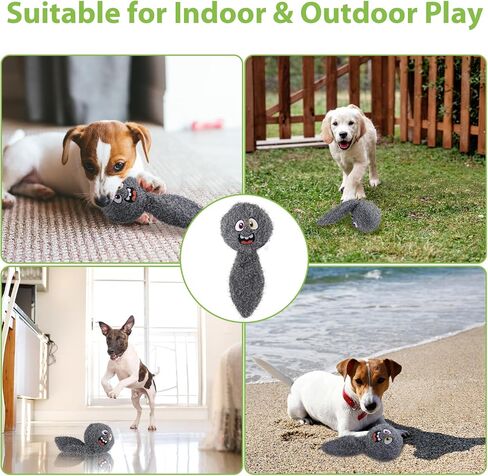 PETGEEK Interactive Squeaky Dog Toy, Upgraded Automatic Moving Vibrating Dog Ball with Plush Cover, 900mAh Rechargeable Bouncing Ball with Recording Music Mode, Crinkle Dog Toy for Pet Boredom, Grey in Kuwait