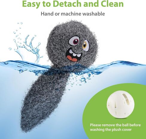 PETGEEK Interactive Squeaky Dog Toy, Upgraded Automatic Moving Vibrating Dog Ball with Plush Cover, 900mAh Rechargeable Bouncing Ball with Recording Music Mode, Crinkle Dog Toy for Pet Boredom, Grey in Kuwait