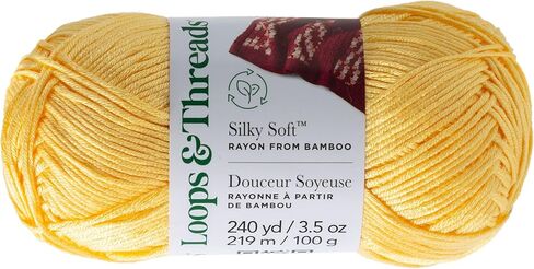 Silky Soft Yarn by Loops & Threads - Yarn for Knitting, Crochet, Weaving, and Arts & Crafts - Black, Bamboo, 3.5 oz in Saudi Arabia