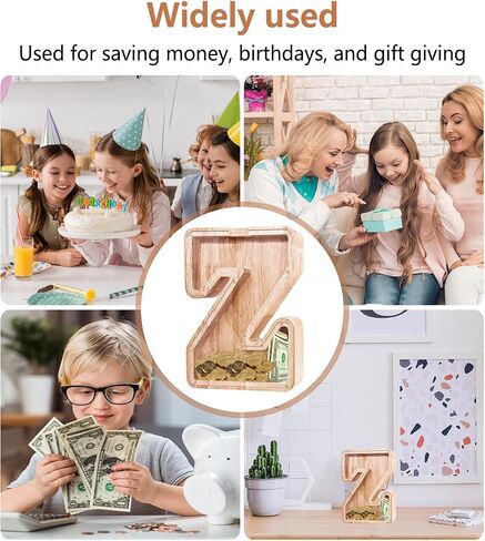 خطاب خشبي بنك الخنزير للأطفال - الأبجدية الشخصية A Money Bank مع فتحة عملة كبيرة ، عيد ميلاد مثالي للفتيات الفتيات (الرسالة أ) in Kuwait