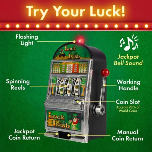 Slot Machine - Las Vegas Game with Casino Sounds, Flashing Lights, and Chrome Trim - Accepts 98-Percent of World Coins by Trademark Poker in Saudi Arabia