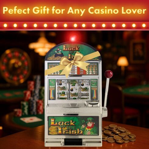 Slot Machine - Las Vegas Game with Casino Sounds, Flashing Lights, and Chrome Trim - Accepts 98-Percent of World Coins by Trademark Poker in Saudi Arabia