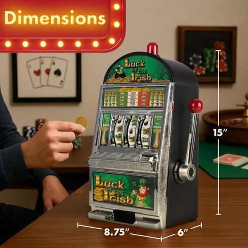 Slot Machine - Las Vegas Game with Casino Sounds, Flashing Lights, and Chrome Trim - Accepts 98-Percent of World Coins by Trademark Poker in Saudi Arabia