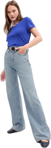 GAP Womens High Rise Wide Leg Jeans Candy Coral 31 in Saudi Arabia