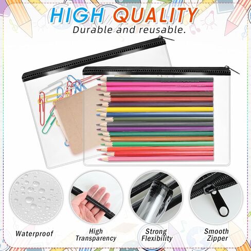 48 PCS Clear PVC Pencil Pouch Bulk 8.66 × 5.71 بوصة قلم رصاص حقيبة قلم رصاص ناعم. in Saudi Arabia