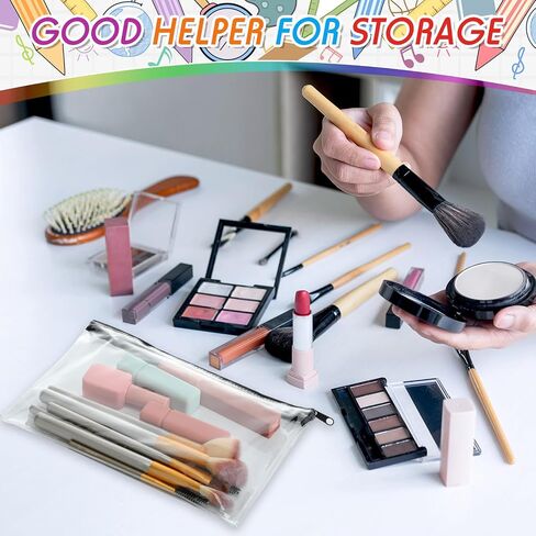48 PCS Clear PVC Pencil Pouch Bulk 8.66 × 5.71 بوصة قلم رصاص حقيبة قلم رصاص ناعم. in Saudi Arabia