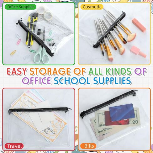 48 PCS Clear PVC Pencil Pouch Bulk 8.66 × 5.71 بوصة قلم رصاص حقيبة قلم رصاص ناعم. in Saudi Arabia
