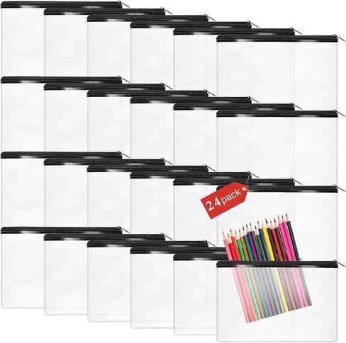 48 PCS Clear PVC Pencil Pouch Bulk 8.66 × 5.71 بوصة قلم رصاص حقيبة قلم رصاص ناعم. in Saudi Arabia