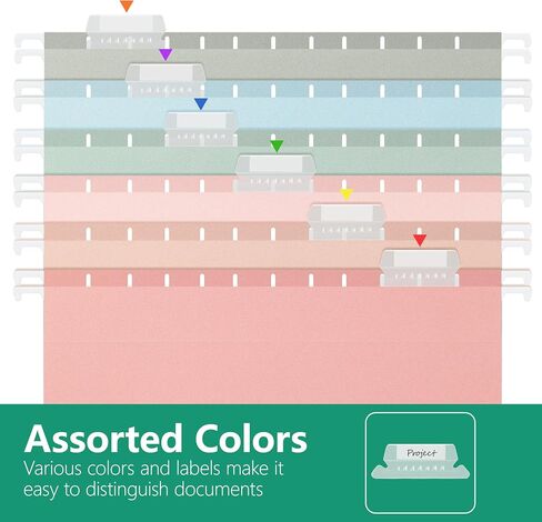Hanging File Folders Letter Size,Pastel Colors,6 Pack Hanging File Folders with 1/5-Cut Tabs,Heavy Duty 1 Inch Expansion,Stay Organized for Your Home and Office Bulk File,Documents and Paper in Kuwait
