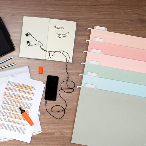 Hanging File Folders Letter Size,Pastel Colors,6 Pack Hanging File Folders with 1/5-Cut Tabs,Heavy Duty 1 Inch Expansion,Stay Organized for Your Home and Office Bulk File,Documents and Paper in Kuwait
