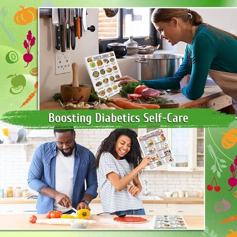 iyouthlife 13 Pcs Diabetes Food List Chart & Meal Planner, Diabetic Meal Plan Glycemic Index Food Grocery Chart for Blood Sugar Control in Saudi Arabia
