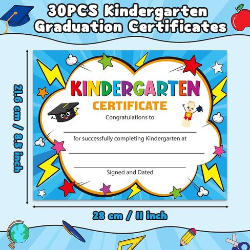30pcs Preschool Certificates Paper, Kindergarten Graduation Gifts Diploma Certificate of Achievement Decorations for Printing, End of Year Student Gifts Graduation Ceremony Award Certificates in Saudi Arabia