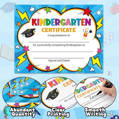 30pcs Preschool Certificates Paper, Kindergarten Graduation Gifts Diploma Certificate of Achievement Decorations for Printing, End of Year Student Gifts Graduation Ceremony Award Certificates in Saudi Arabia