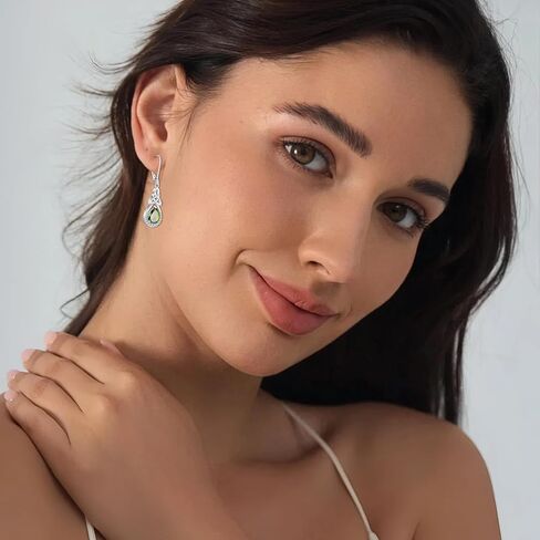 FJ Celtic Knot Dangle Drop Leverback Earrings 925 Sterling Silver Infinity Teardrop Earrings with Birthstone Irish Good Luck Jewelry for Women Her in Kuwait