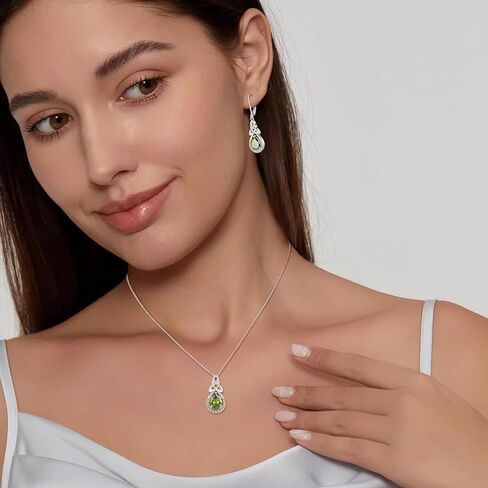 FJ Celtic Knot Dangle Drop Leverback Earrings 925 Sterling Silver Infinity Teardrop Earrings with Birthstone Irish Good Luck Jewelry for Women Her in Kuwait