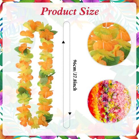 Leis for Luau Party ، Hawaiian Leis Tropical Flower Necklace Bulk Hula Dance Party Decor in Kuwait