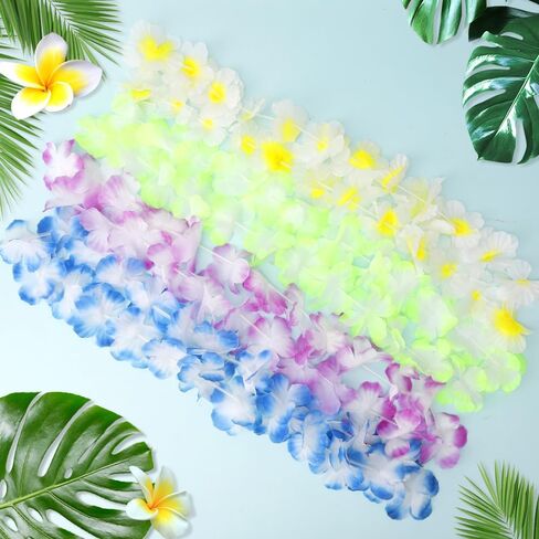 Leis for Luau Party ، Hawaiian Leis Tropical Flower Necklace Bulk Hula Dance Party Decor in Kuwait