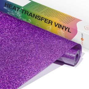 HTVRONT Red Glitter HTV Vinyl- 10" x 5ft Red Glitter Iron On Vinyl for All Cutting Machine, Glitter Heat Transfer Vinyl Roll for T Shirts - Easy to Cut & Weed for Heat Vinyl Design