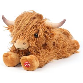 Highland Cow Stuffed Animals with Mooing Sound, Adorable Fluffy Plush Stuffed Animal Highland Cattle, Cute Soft Plushie Highland Cow Toys for Kids Adults & Children Boys Girls Gifts, 15 Inches