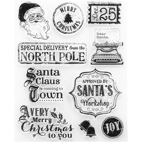 Christmas Santa Postage Clear Stamps for Card Making or Journaling Christmas Santa Sentiment Silicone Stamps for Scrapbooking Photo Album Gift Tags and Other Paper Crafts Decoration