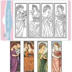 GLOBLELAND Vintage Woman Bookmarks Clear Stamps for Card Making Lady Flowers Silicone Stamp Transparent Stamp Seal for DIY Scrapbooking Embossing Photo Album Decor