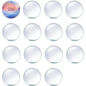 Clean Glass Cabochons 2Inch - Round Flat Back Domes for Jewelry Making DIY Crafts (50MM, 15-Pack)