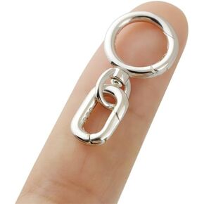 925 Sterling Silver Lobster Clasp Tiny Oval Carabiner Necklace Shortener Enhancer Connector Extender Spring Ring for Jewelry Finding Necklace Bracelet Keychain (B)