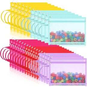 Marspark 30 Pack Classic Color Mesh Zipper Pouch Bags A4 Nylon Organizing Bags Breathable See Through Zipper Pouch with Handle for Office Games