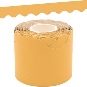 Teacher Created Resources Golden Sun Scalloped Rolled Border Trim - 50ft - Decorate Bulletin Boards, Walls, Desks, Windows, Doors, Lockers, Schools, Classrooms, Homeschool & Offices