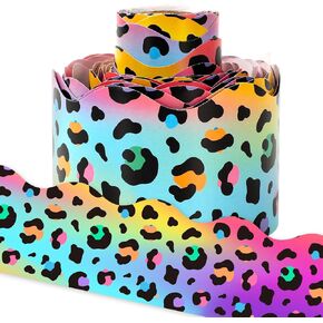 32.8Ft Leopard Print Bulletin Board Border Iridescent Neon Color Die Cut Trim Border Roll for Classroom Chalkboard Wall Decor