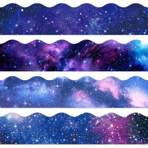 69Ft Galaxy Bulletin Board Border Blue Purple Outer Space Self-Adhesive Trim Border for Classroom Office Party Decoration