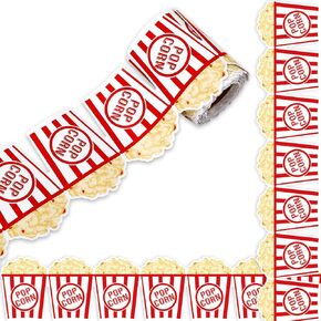 32.8Ft Popcorn Bulletin Board Border Movie Night Die Cut Trim Border Roll for Movie Party Back to School Classroom Chalkboard Wall Decoration