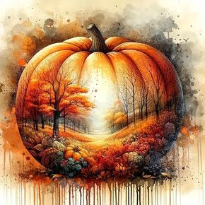 Pumpkin Leaf Tree Diamond Art Kits for Adults, 5D Autumn Diamond Painting Kits for Adults Beginners, DIY Full Round Drill Diamond Dot Painting Gem Art Kits for Adult, Home Wall Decor 13.8x13.8 Inch