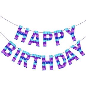 Video Game Birthday Banner Gaming Party Blue Purple Pre-strung Banner for Video Game and Battle Gaming Party Decoration Supplies