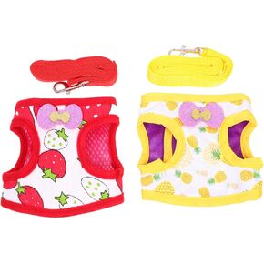 Happyyami 2sets Bunny and Leash Fruit Printing Comfortable Vest for Outdoor Walking for Lightweight and Skin-Friendly Design