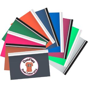 TransWonder Dual-Color Duoflex Heat-Transfer-Vinyl, Iron on Vinyl Bundle 10 Assorted Colors HTV Vinyl for Cricut T Shirts