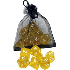 DND Dice Set -7 Polyhedral Dices Suitable for Dungeons&Dragons RPG, MTG Role Playing Table Games - Premium Quality, Durable, and Precision Balanced (Transparent Yellow)