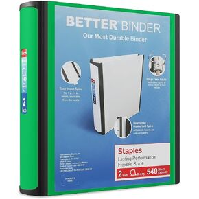 Staples Better Binder, 2-Inch, Green