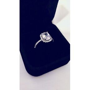 CuteDoumiao Cushion 3CT CZ خواتم الخطبة للنساء الزركوني المكعب وعد هالة خاتم الخطوبة 925 خاتم الخطوبة سيلتير سيلتير (8)