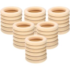 PATIKIL Wooden Rings for Crafting, 36 Pcs Smooth Macrame Wood Rings for Macrame Jewelry Making DIY Crafts, 2.2"