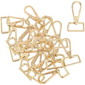 20PCS Stainless Steel 1 Inch D Ring Lobster Claw Clasp with Swivel Hook Keychain Clip,Key Chain Hooks for Handbag Hardware and Bag Making,Jewelry Findings, Keyrings,Purse Accessories (Gold)