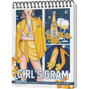 Adult Coloring Book Spiral Bound for Women, Thick Paper Coloring Book for Alcohol Markers (30 Girl's Gram Designs)