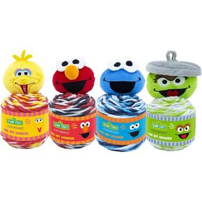 (4 Pack) Lion Brand Yarn Sesame Street- One Hat Wonder, 4PK-Big Bird, Elmo, Cookie Monster, Oscar